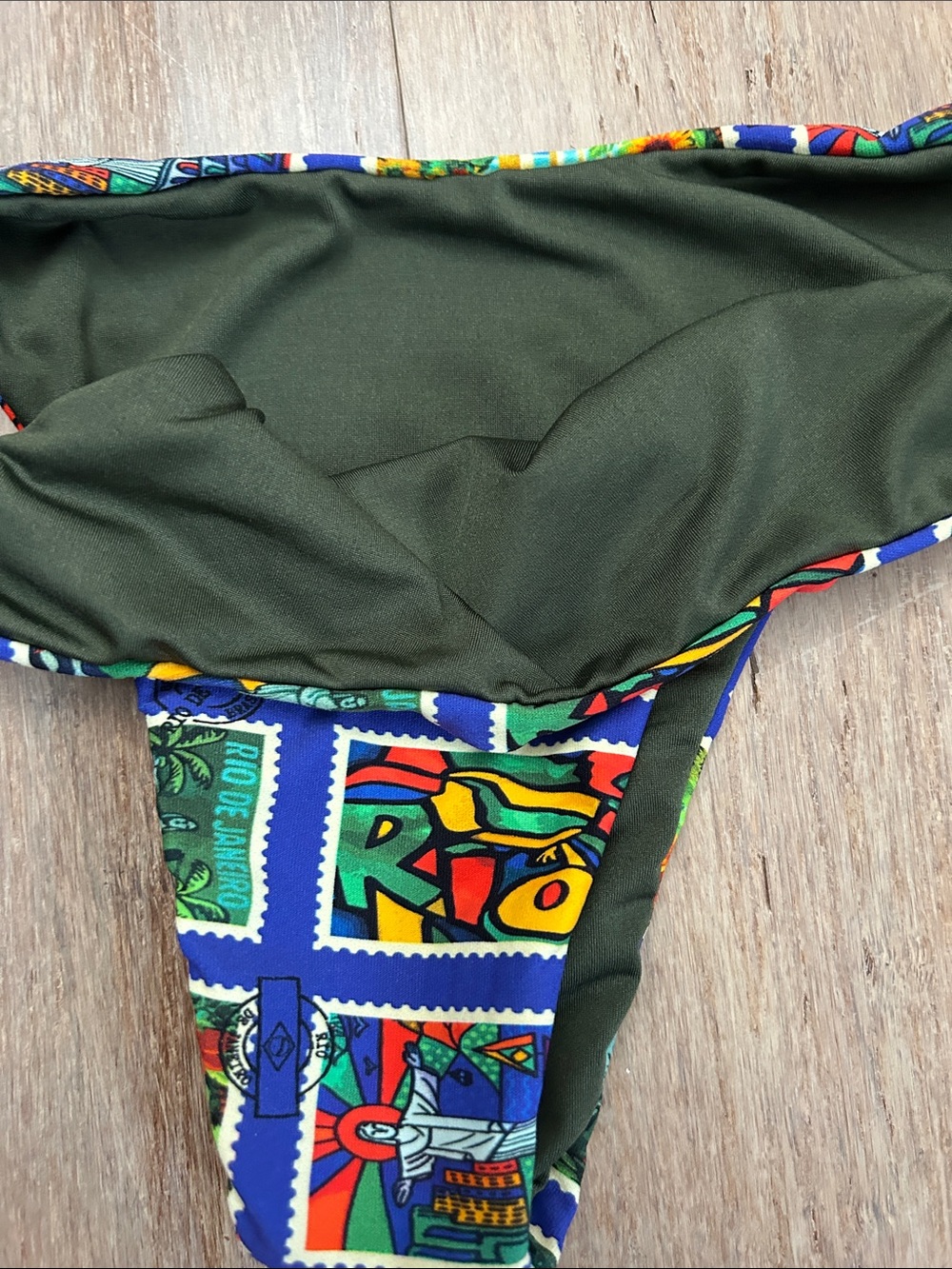 Colorful Patchwork Triangle Bikini Set - Blue Multi - Picture 7 of 11
